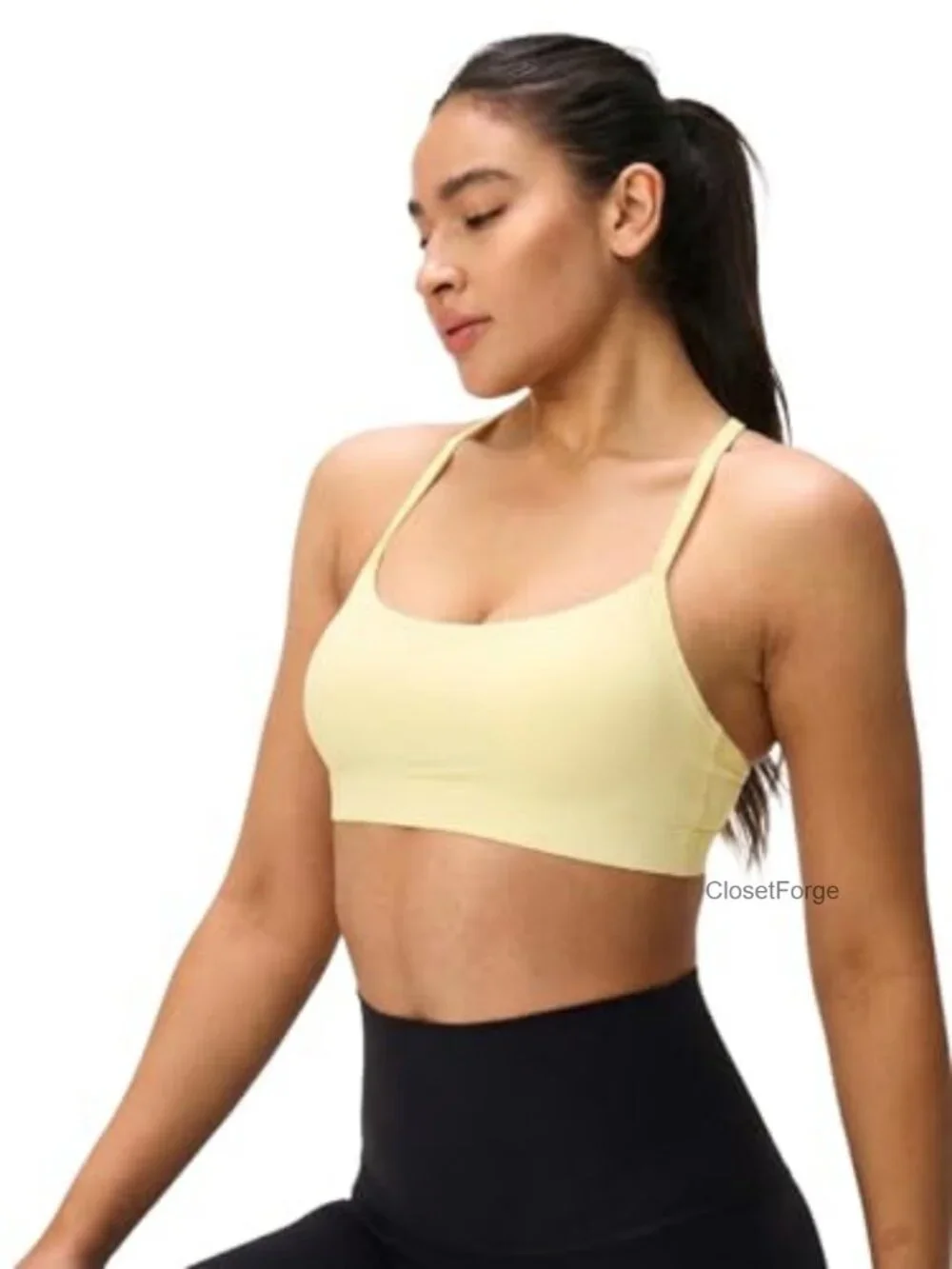 Women's Y Back Padded Sports Bra Butter Soft Low Impact Yoga Pilates